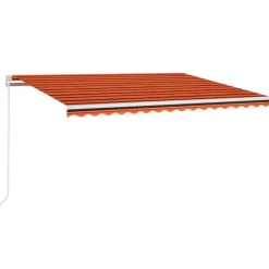 FinePRICE Sisäänkelattava markiisi 2 LEDillä 300x250cm sininen/valkoinen