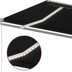 FinePRICE Sisäänkelattava markiisi 2 LEDillä 300x250cm sininen/valkoinen