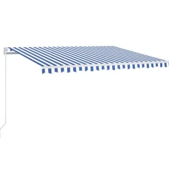 FinePRICE Sisäänkelattava markiisi 2 LEDillä 300x250cm sininen/valkoinen