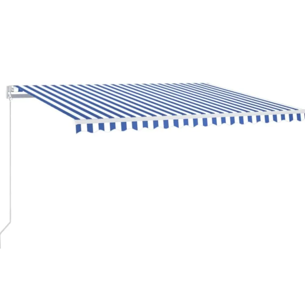 FinePRICE Sisäänkelattava markiisi 2 LEDillä 300x250cm sininen/valkoinen