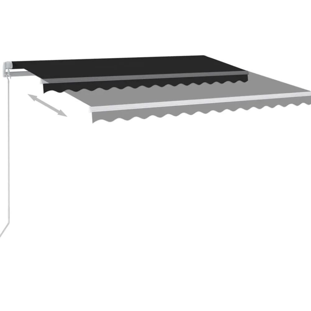 FinePRICE Sisäänkelattava markiisi 2 LEDillä 300x250cm sininen/valkoinen