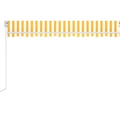 FinePRICE Sisäänkelattava markiisi 2 LEDillä 300x250cm sininen/valkoinen