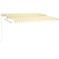 FinePRICE Sisäänkelattava markiisi 2 LEDillä 300x250cm sininen/valkoinen