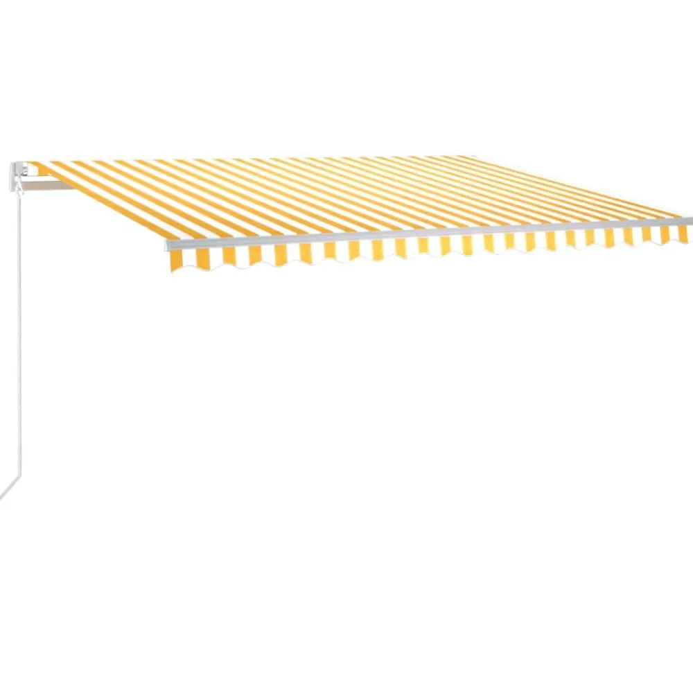 FinePRICE Sisäänkelattava markiisi 2 LEDillä 300x250cm sininen/valkoinen