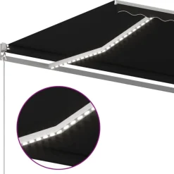 FinePRICE Sisäänkelattava markiisi 2 LEDillä 300x250cm sininen/valkoinen