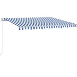 FinePRICE Sisäänkelattava markiisi 2 LEDillä 300x250cm sininen/valkoinen