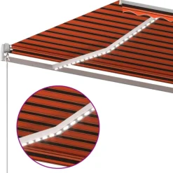 FinePRICE Sisäänkelattava markiisi 2 LEDillä 300x250cm sininen/valkoinen