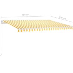 FinePRICE Sisäänkelattava markiisi 2 LEDillä 300x250cm sininen/valkoinen