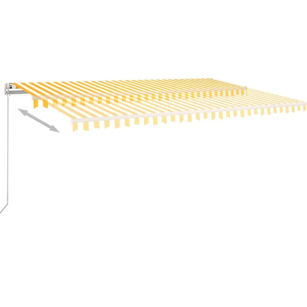 FinePRICE Sisäänkelattava markiisi 2 LEDillä 300x250cm sininen/valkoinen
