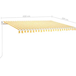 FinePRICE Sisäänkelattava markiisi 2 LEDillä 300x250cm sininen/valkoinen