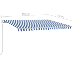 FinePRICE Sisäänkelattava markiisi 2 LEDillä 300x250cm sininen/valkoinen