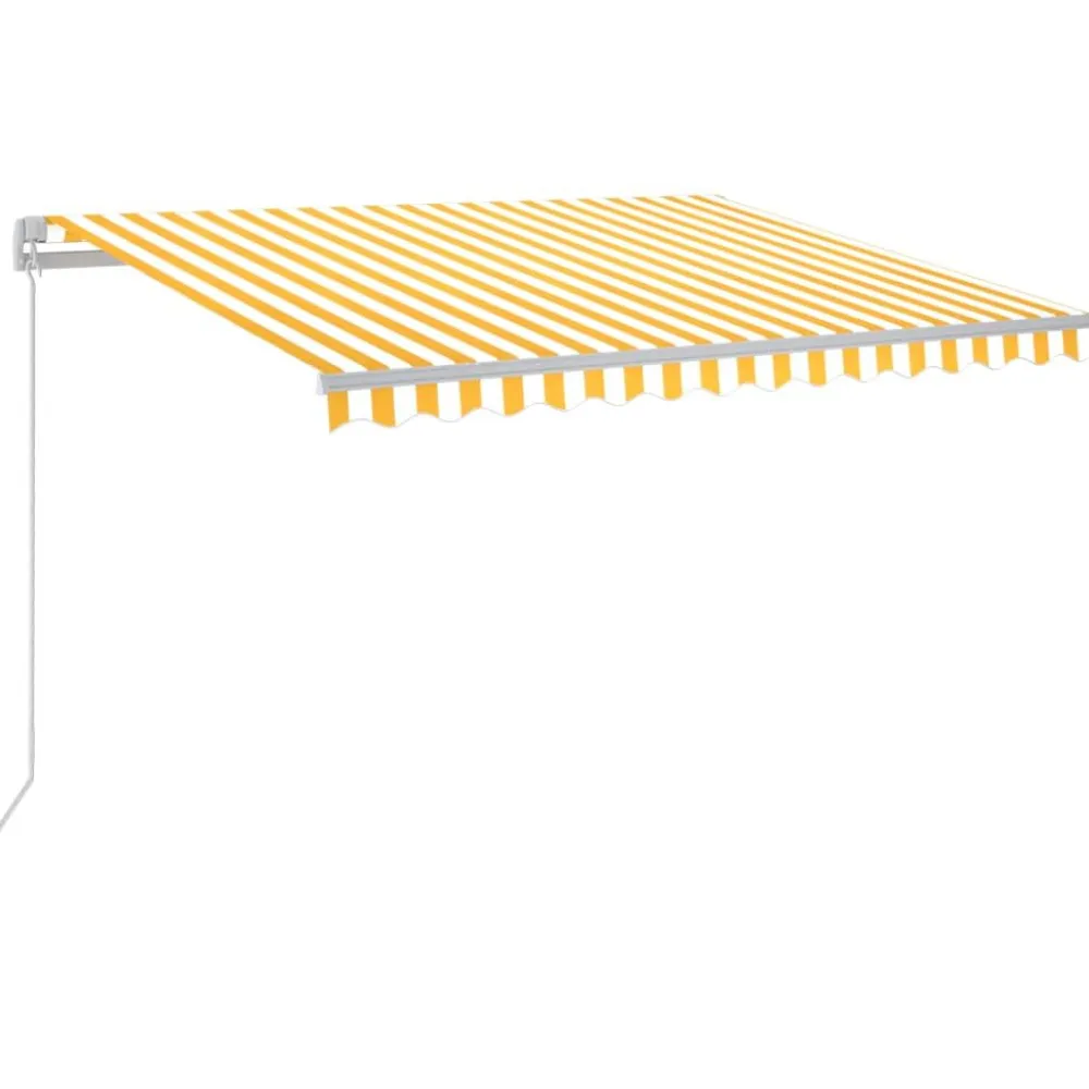 FinePRICE Sisäänkelattava markiisi 2 LEDillä 300x250cm sininen/valkoinen