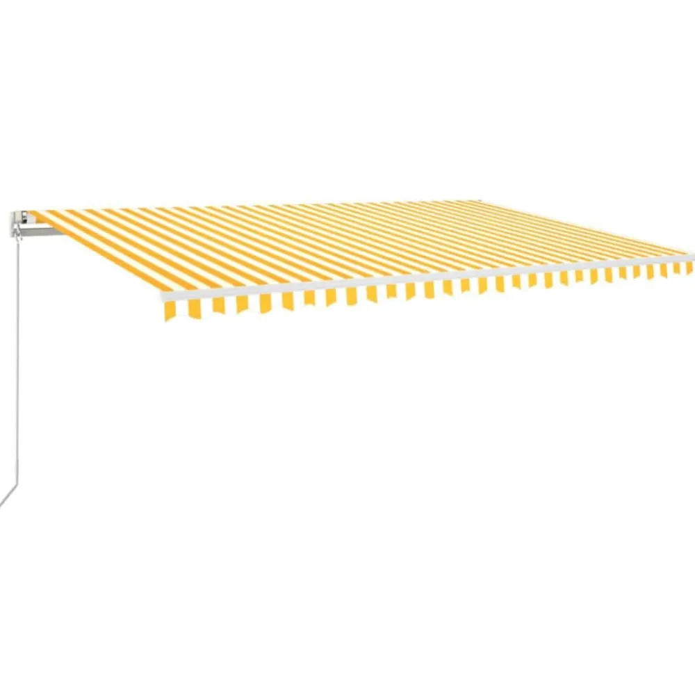 FinePRICE Sisäänkelattava markiisi 2 LEDillä 300x250cm sininen/valkoinen