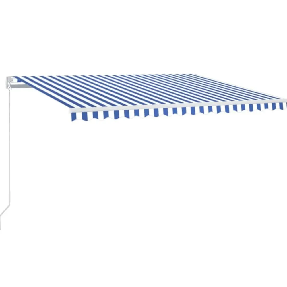 FinePRICE Sisäänkelattava markiisi 2 LEDillä 300x250cm sininen/valkoinen