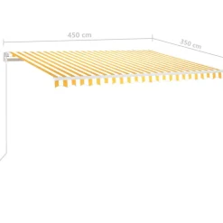 FinePRICE Sisäänkelattava markiisi 2 LEDillä 300x250cm sininen/valkoinen