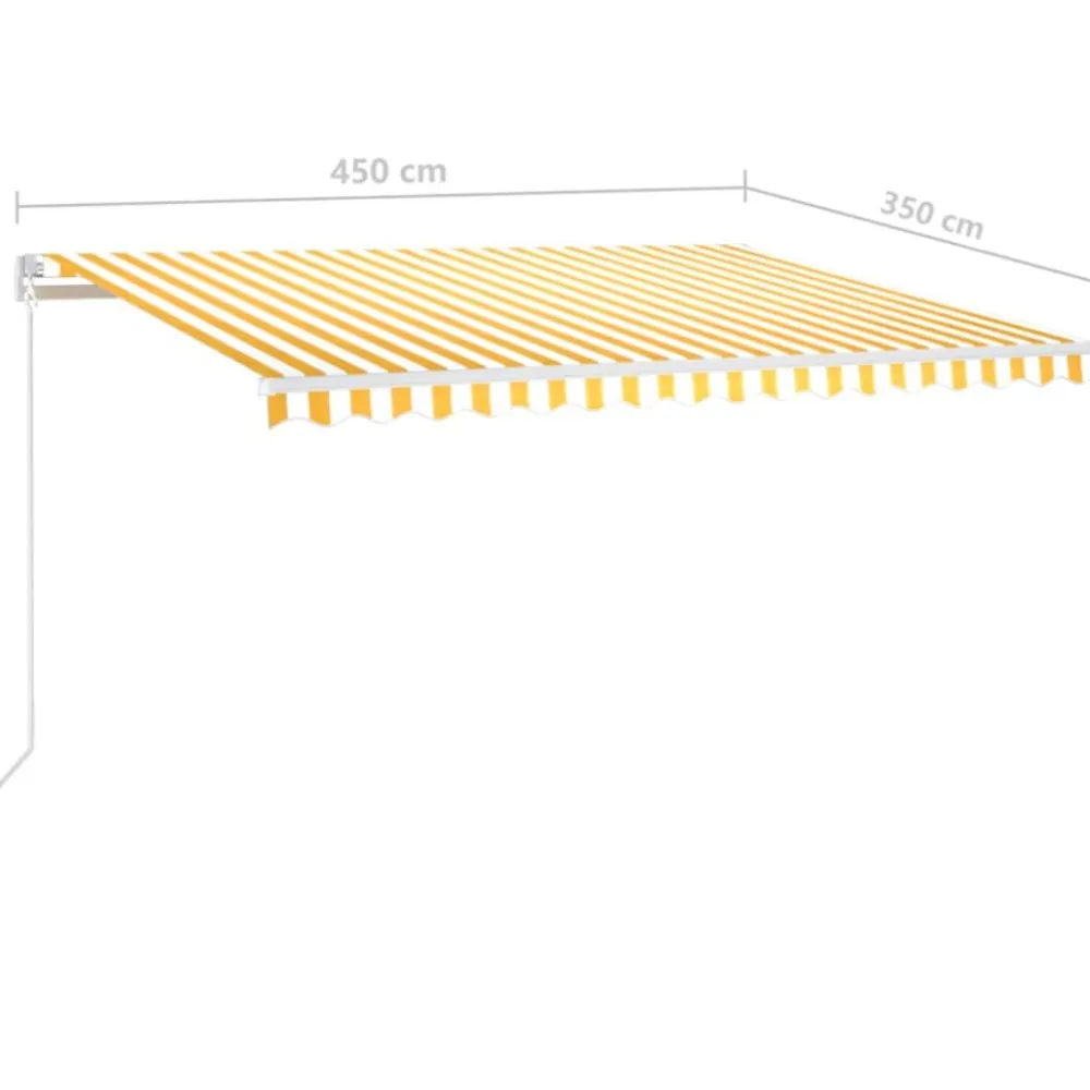 FinePRICE Sisäänkelattava markiisi 2 LEDillä 300x250cm sininen/valkoinen