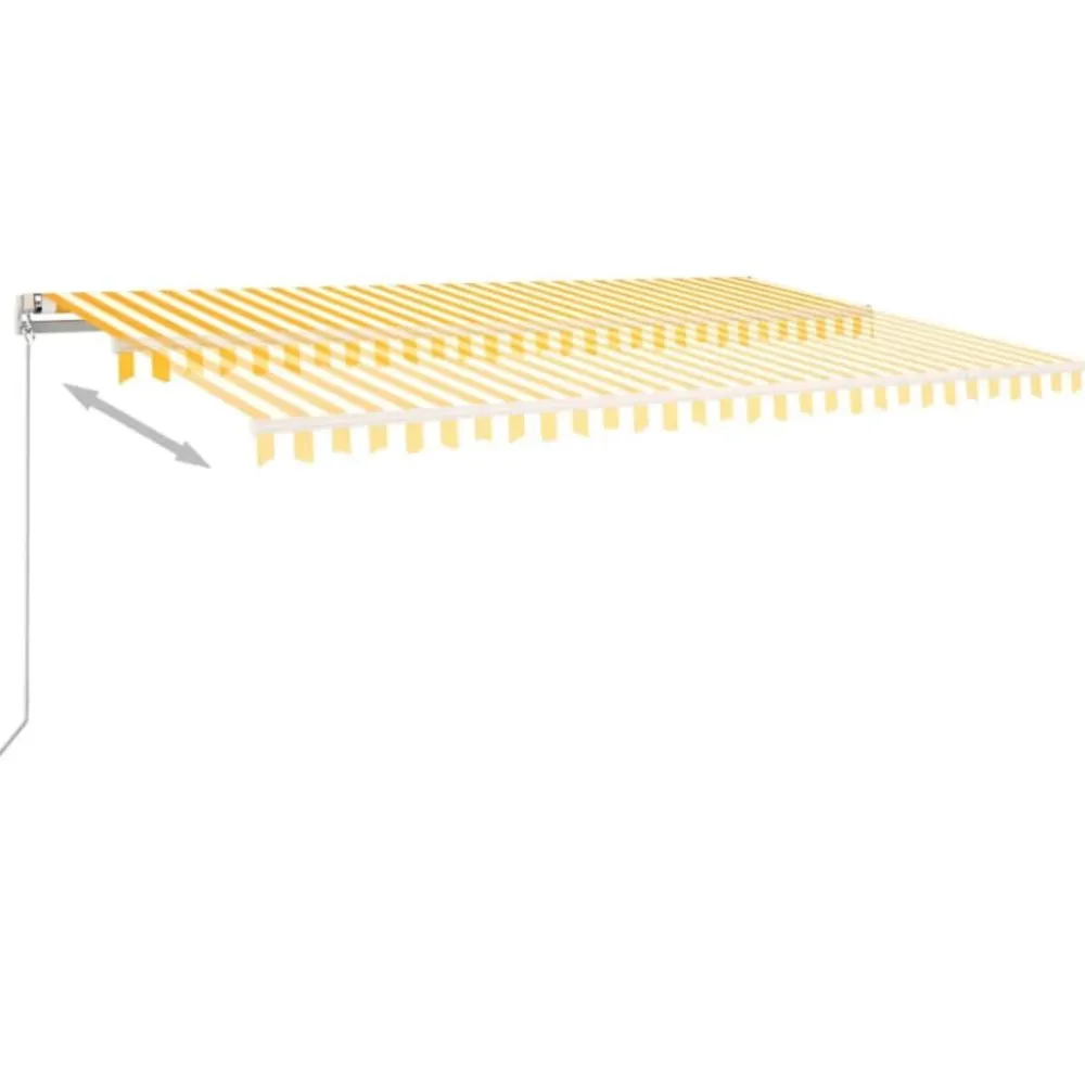 FinePRICE Sisäänkelattava markiisi 2 LEDillä 300x250cm sininen/valkoinen
