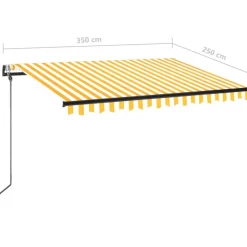 Outlet FinePRICE Sisäänkelattava markiisi 2 LED/tuulisensori 300x250 cm sininen/valkoinen
