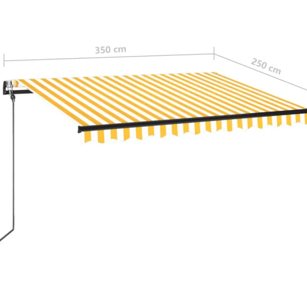 Outlet FinePRICE Sisäänkelattava markiisi 2 LED/tuulisensori 300x250 cm sininen/valkoinen