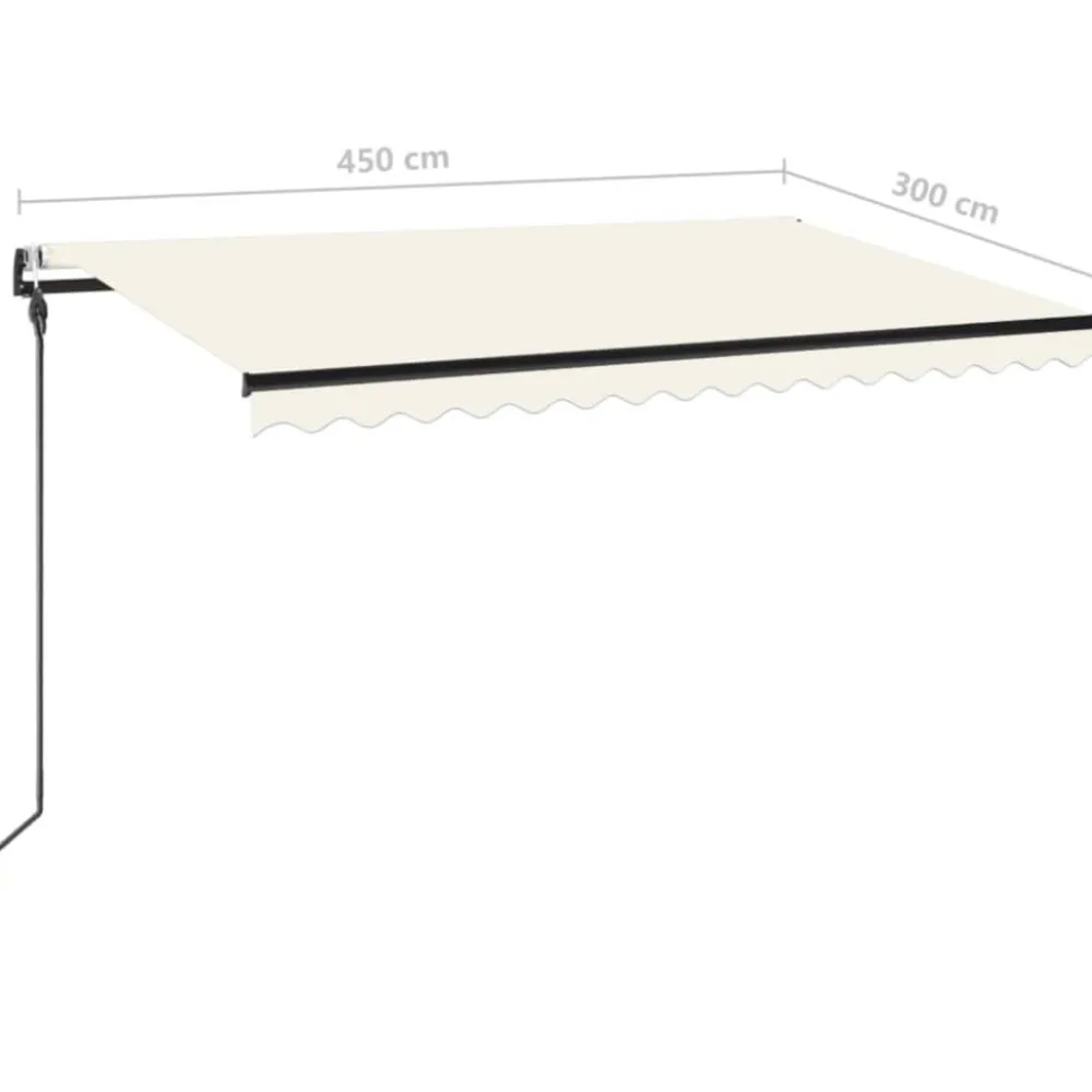 Outlet FinePRICE Sisäänkelattava markiisi 2 LED/tuulisensori 300x250 cm sininen/valkoinen