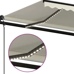Outlet FinePRICE Sisäänkelattava markiisi 2 LED/tuulisensori 300x250 cm sininen/valkoinen