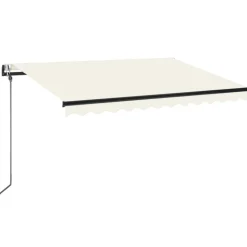 Outlet FinePRICE Sisäänkelattava markiisi 2 LED/tuulisensori 300x250 cm sininen/valkoinen