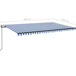 Outlet FinePRICE Sisäänkelattava markiisi 2 LED/tuulisensori 300x250 cm sininen/valkoinen
