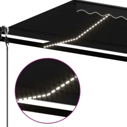 Outlet FinePRICE Sisäänkelattava markiisi 2 LED/tuulisensori 300x250 cm sininen/valkoinen