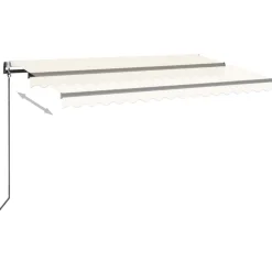 Outlet FinePRICE Sisäänkelattava markiisi 2 LED/tuulisensori 300x250 cm sininen/valkoinen