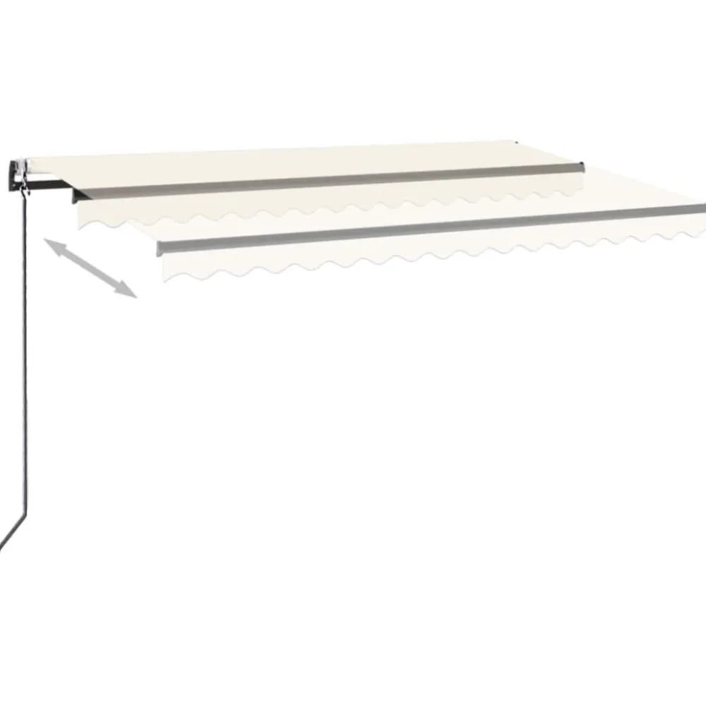Outlet FinePRICE Sisäänkelattava markiisi 2 LED/tuulisensori 300x250 cm sininen/valkoinen