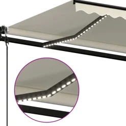 Outlet FinePRICE Sisäänkelattava markiisi 2 LED/tuulisensori 300x250 cm sininen/valkoinen