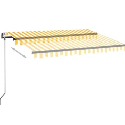 Outlet FinePRICE Sisäänkelattava markiisi 2 LED/tuulisensori 300x250 cm sininen/valkoinen