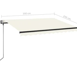 Outlet FinePRICE Sisäänkelattava markiisi 2 LED/tuulisensori 300x250 cm sininen/valkoinen