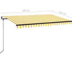 Outlet FinePRICE Sisäänkelattava markiisi 2 LED/tuulisensori 300x250 cm sininen/valkoinen