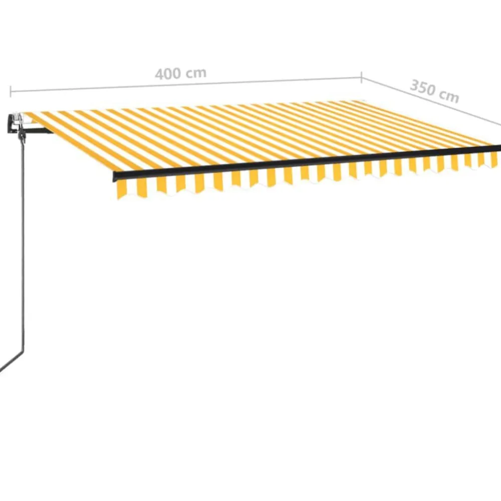 Outlet FinePRICE Sisäänkelattava markiisi 2 LED/tuulisensori 300x250 cm sininen/valkoinen