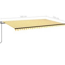 Outlet FinePRICE Sisäänkelattava markiisi 2 LED/tuulisensori 300x250 cm sininen/valkoinen