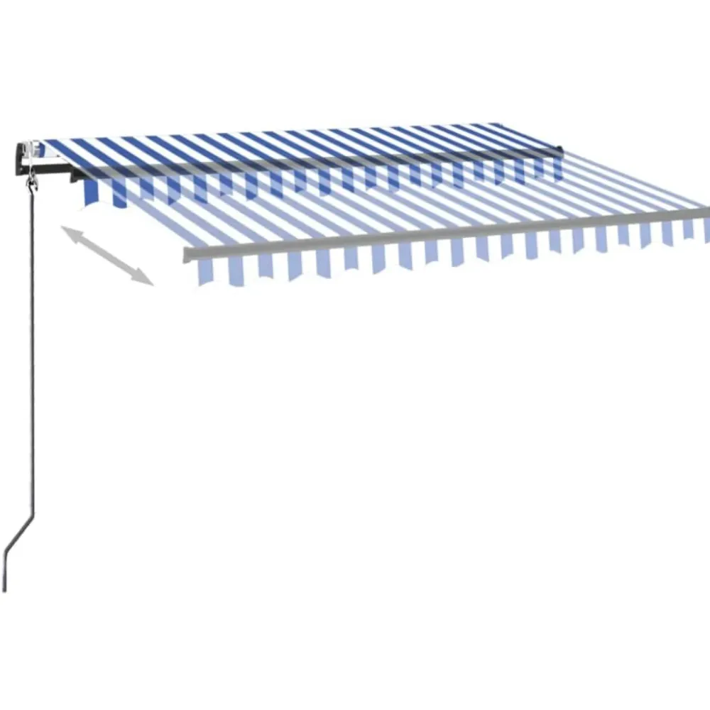 Outlet FinePRICE Sisäänkelattava markiisi 2 LED/tuulisensori 300x250 cm sininen/valkoinen