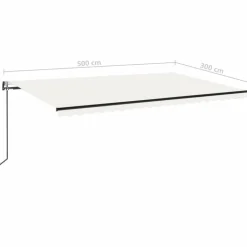 Outlet FinePRICE Sisäänkelattava markiisi 2 LED/tuulisensori 300x250 cm sininen/valkoinen
