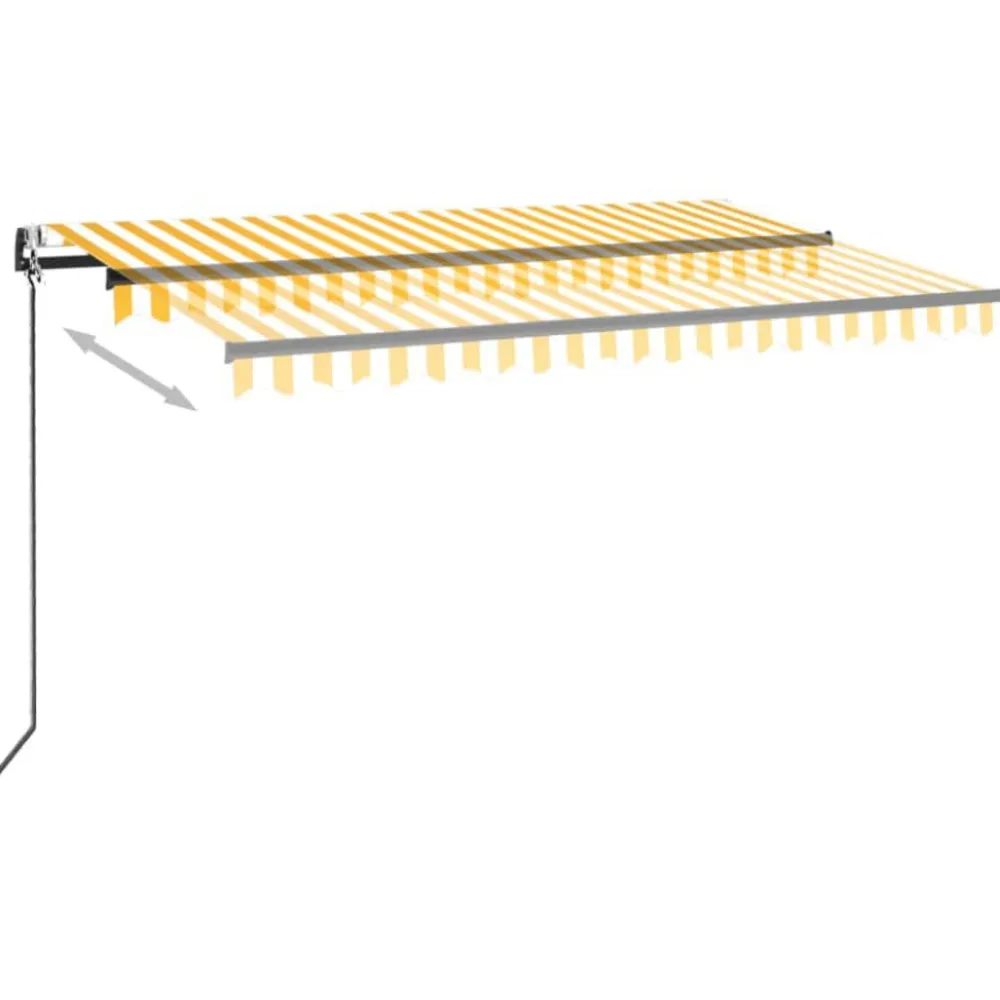 Outlet FinePRICE Sisäänkelattava markiisi 2 LED/tuulisensori 300x250 cm sininen/valkoinen