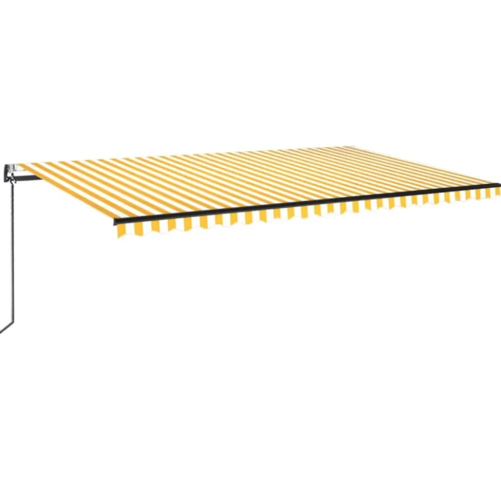 Outlet FinePRICE Sisäänkelattava markiisi 2 LED/tuulisensori 300x250 cm sininen/valkoinen