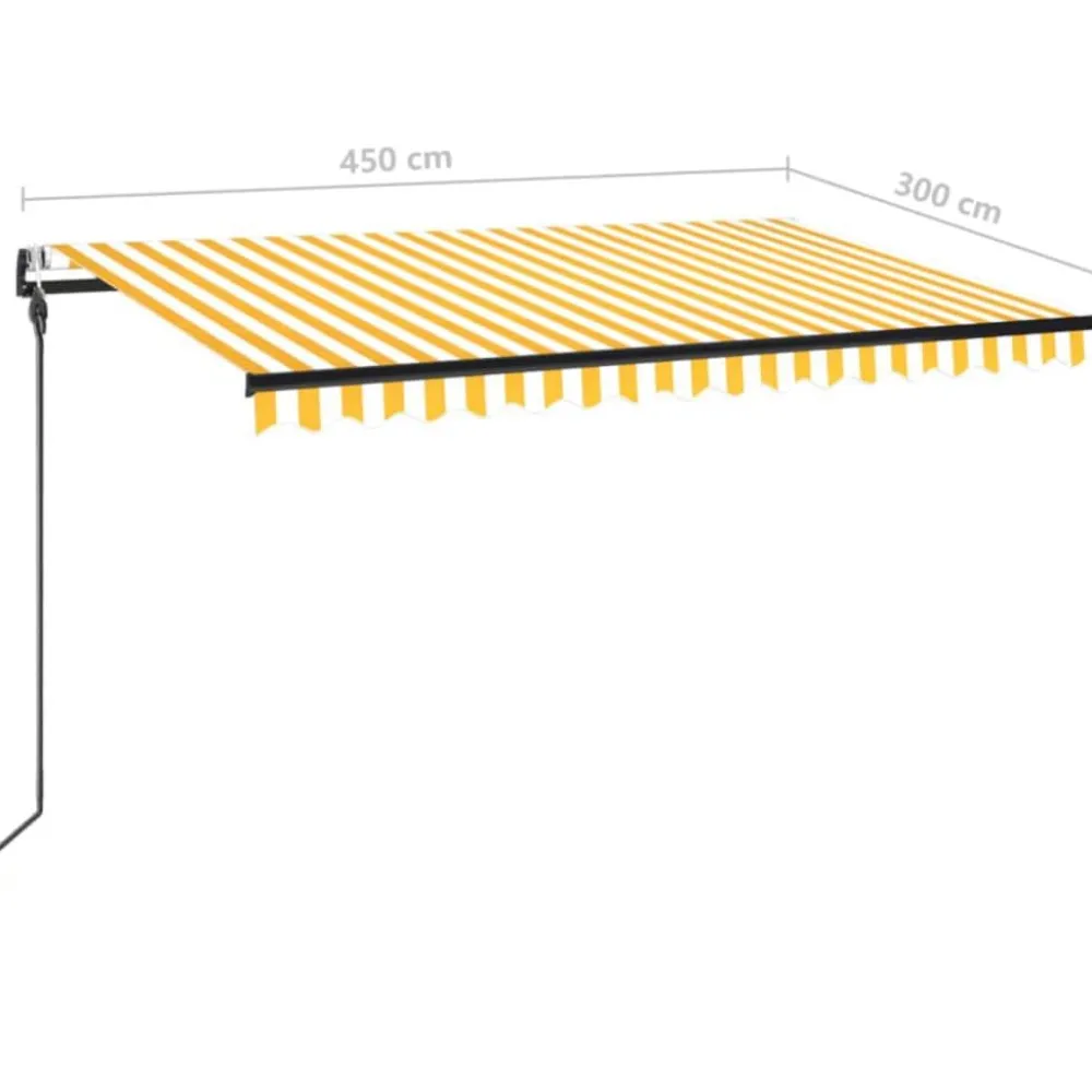 Outlet FinePRICE Sisäänkelattava markiisi 2 LED/tuulisensori 300x250 cm sininen/valkoinen
