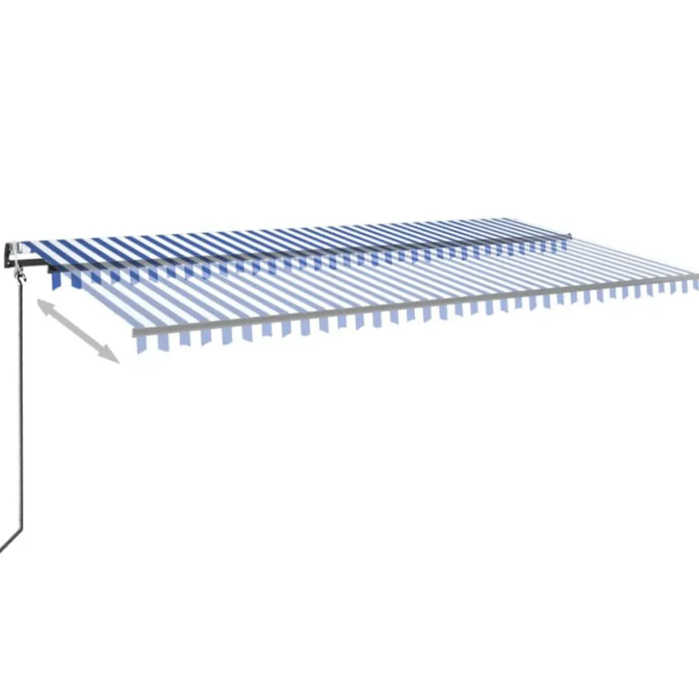 Outlet FinePRICE Sisäänkelattava markiisi 2 LED/tuulisensori 300x250 cm sininen/valkoinen