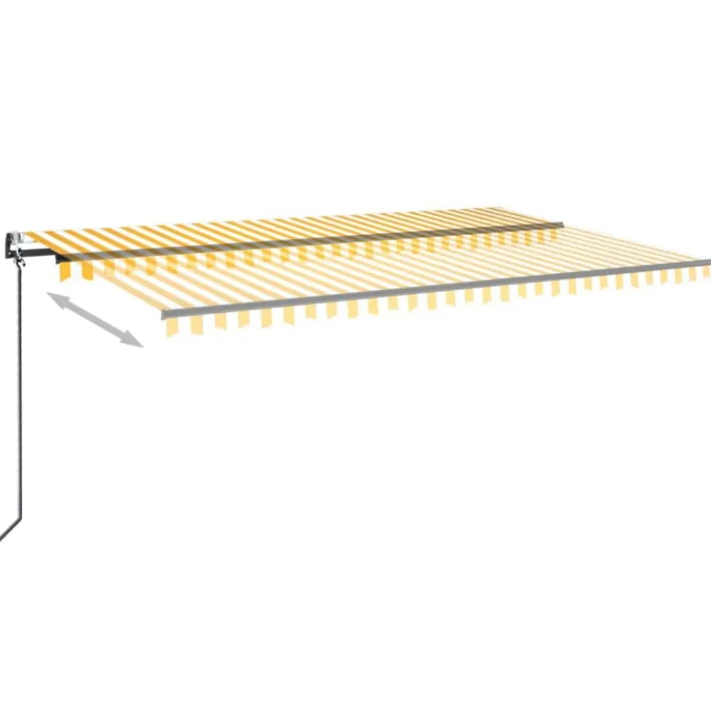 Outlet FinePRICE Sisäänkelattava markiisi 2 LED/tuulisensori 300x250 cm sininen/valkoinen