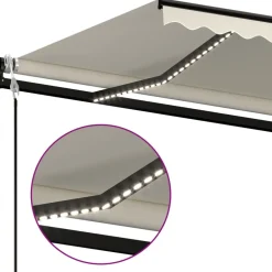 Outlet FinePRICE Sisäänkelattava markiisi 2 LED/tuulisensori 300x250 cm sininen/valkoinen