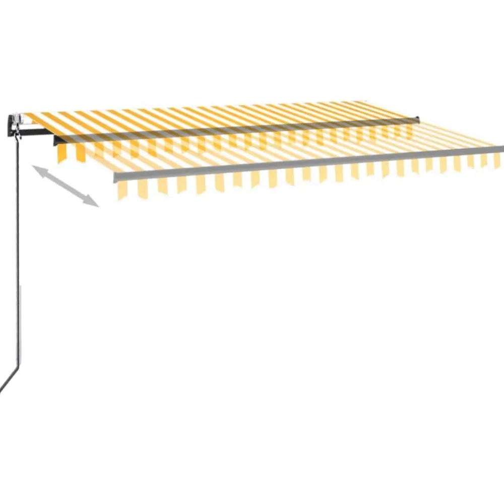 Outlet FinePRICE Sisäänkelattava markiisi 2 LED/tuulisensori 300x250 cm sininen/valkoinen