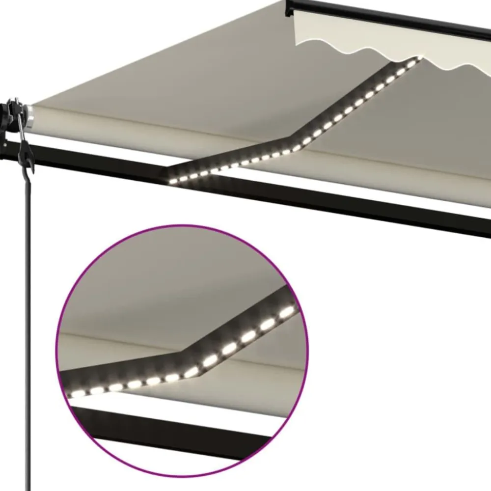 Outlet FinePRICE Sisäänkelattava markiisi 2 LED/tuulisensori 300x250 cm sininen/valkoinen