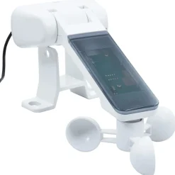 Outlet FinePRICE Sisäänkelattava markiisi 2 LED/tuulisensori 300x250 cm sininen/valkoinen