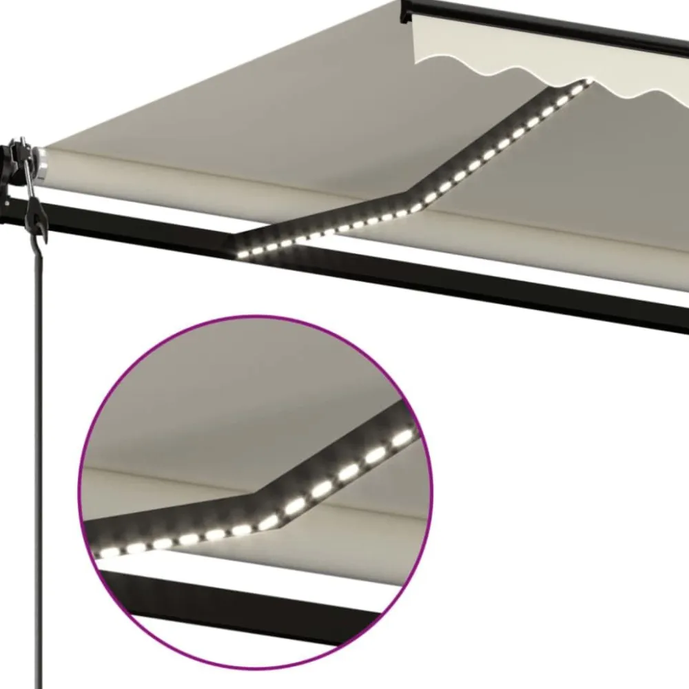Outlet FinePRICE Sisäänkelattava markiisi 2 LED/tuulisensori 300x250 cm sininen/valkoinen
