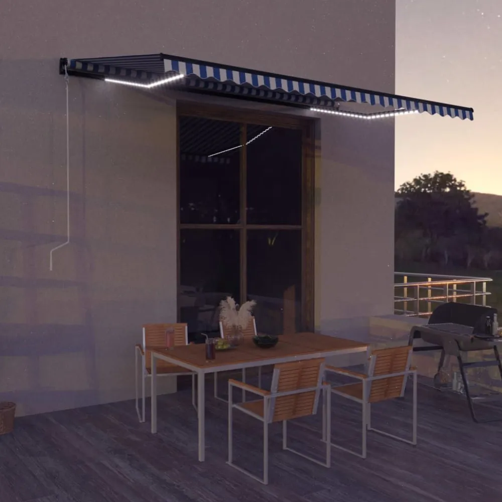 Best FinePRICE Sisäänkelattava markiisi LED/tuulisensori 300x250cm keltainen/valkoinen