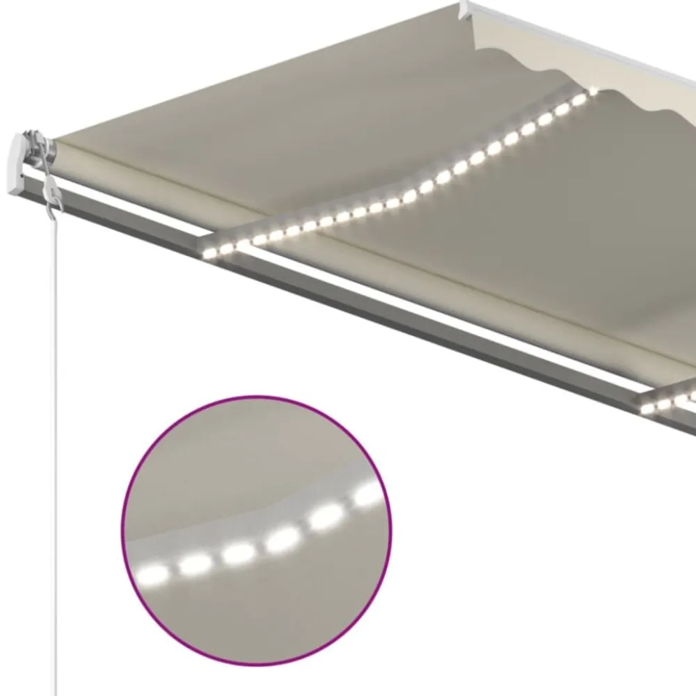 Best FinePRICE Sisäänkelattava markiisi LED/tuulisensori 300x250cm keltainen/valkoinen